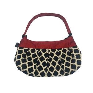 1154 Lill Studio Red Cream Black Graphic Shoulder Bag Y2K Cottage Fabric 90s